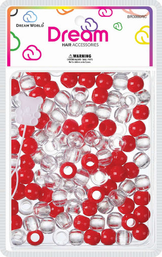 DREAM WORLD - HAIR BEADS MEDIUM RED CLEAR (BR3000RC)