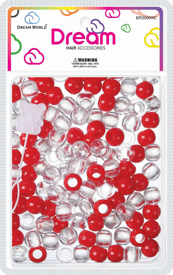DREAM WORLD - HAIR BEADS MEDIUM RED CLEAR (BR3000RC)