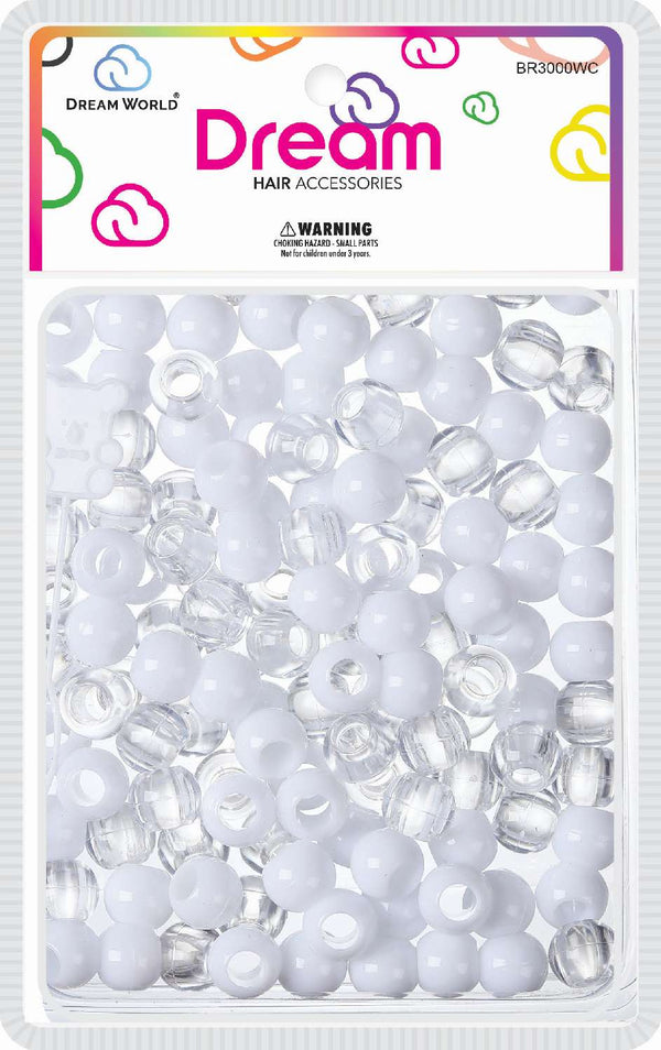 DREAM WORLD - HAIR BEADS MEDIUM WHITE CLEAR (BR3000WC)