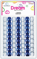 DREAM WORLD - HAIR BEAD 16MM GLITTER BLUE  62PC (BR3100GBL)