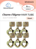DREAM WORLD - Charm Filigree Hair Tube Gold Heart