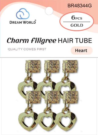 DREAM WORLD - Charm Filigree Hair Tube Gold Heart