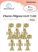 DREAM WORLD - Charm Filigree Hair Tube Gold Cross