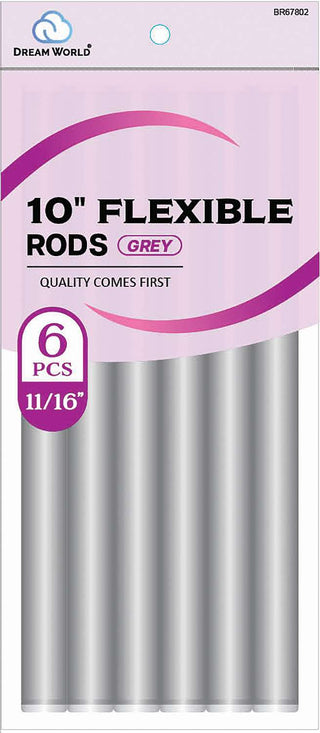DREAM WORLD - 10" Flexible Rods Grey 6 Pieces