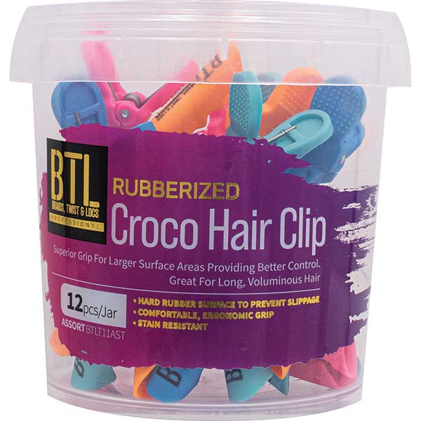 BTL - Rubberized Croco Hair Clip ASSORTED