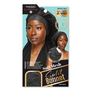 MAGIC COLLECTION - Jumbo Soft Mesh Split Bonnet Black