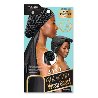 MAGIC COLLECTION - 2-IN-1 HAIR NET WRAP SCARF BLACK