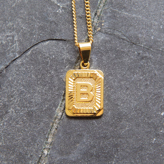 JOY JEWELRY - Gold Square Initial Necklace