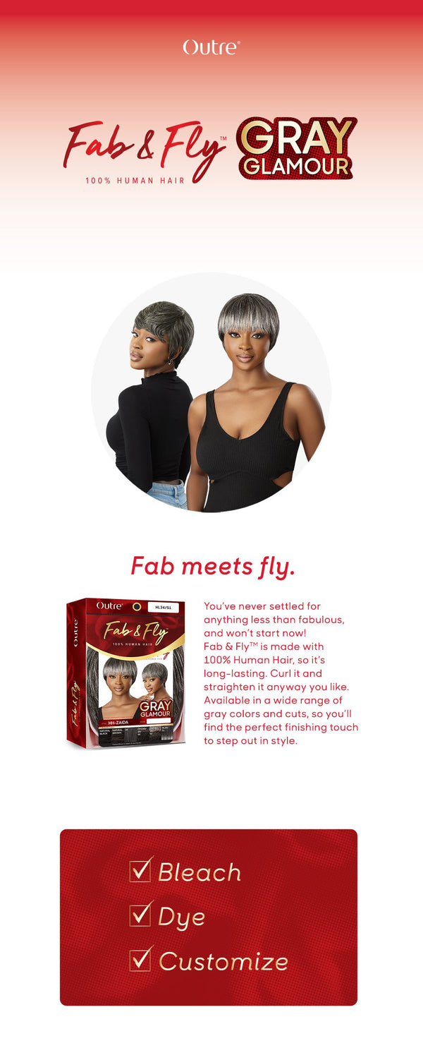 OUTRE - FAB & FLY FULL CAP WIG GRAY GLAMOUR- HH - RANDY