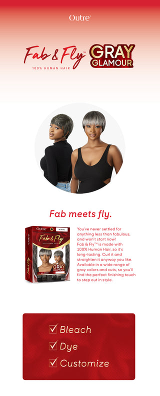 OUTRE - FAB & FLY FULL CAP WIG GRAY GLAMOUR - HH - DERIA