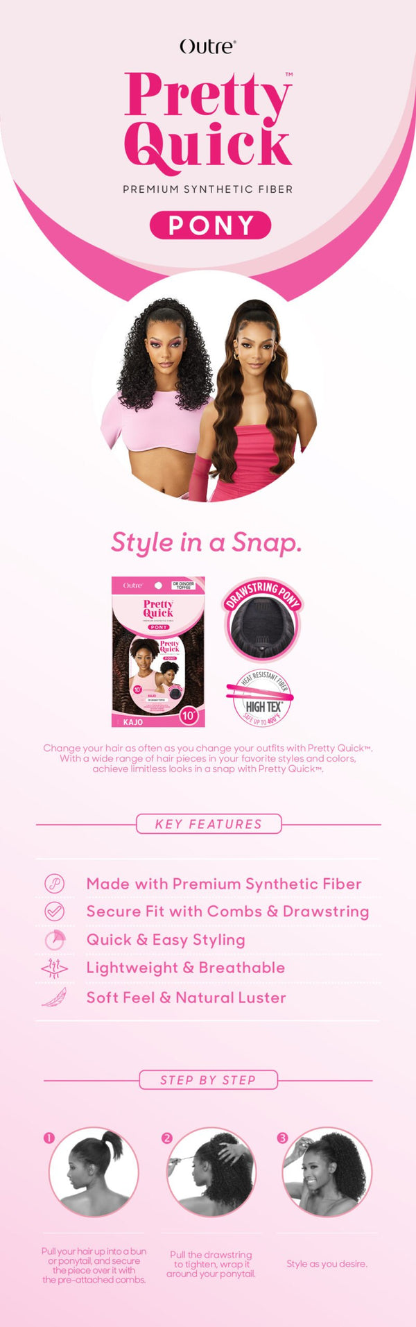OUTRE - PRETTY QUICK - DRAWSTRING PONY - NEESHA GLAM CURL 24