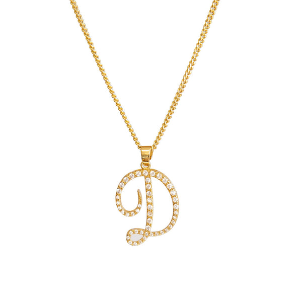 JOY JEWELRY - Gold Cubic Initial Necklace