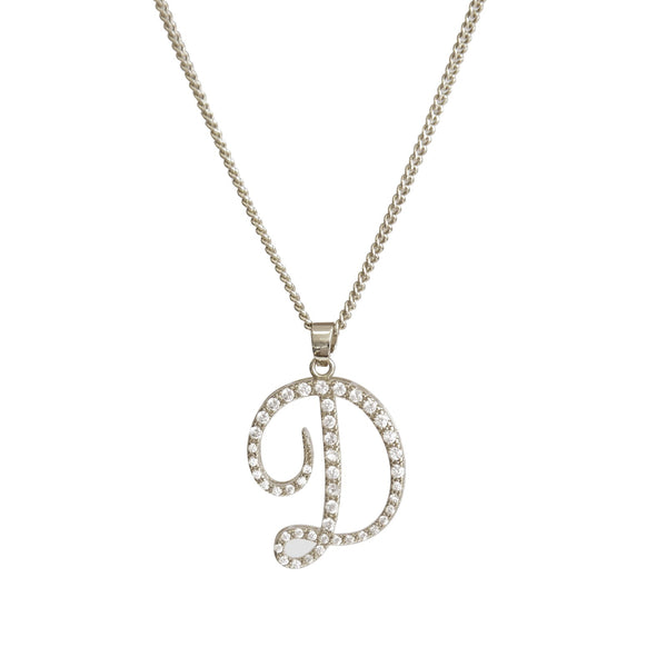 JOY JEWELRY - Silver Cubic Initial Necklace