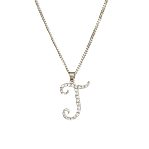 JOY JEWELRY - Silver Cubic Initial Necklace