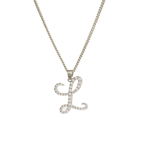 JOY JEWELRY - Silver Cubic Initial Necklace