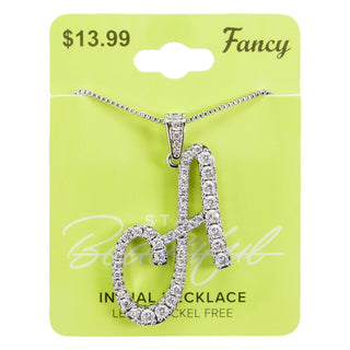 C&L - FANCY SILVER CURSIVE INITIAL NECKLACE