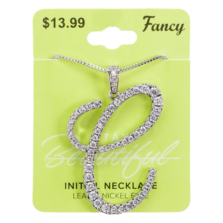 C&L - FANCY SILVER CURSIVE INITIAL NECKLACE