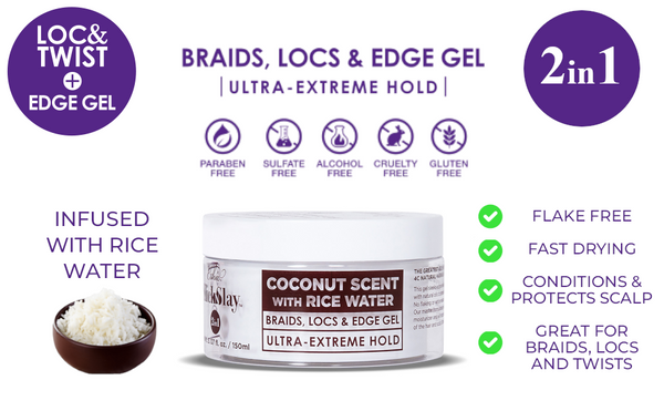 ESHA - Slick N Slay 2-IN-1 Braid & Edge Gel - COCONUT & RICEWATER