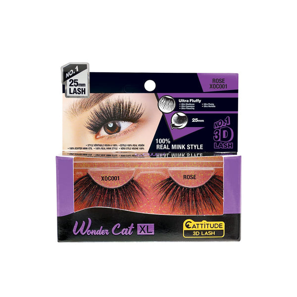 EBIN - WONDER CAT XL 25MM 3D FAUX MINK LASHES - ROSE