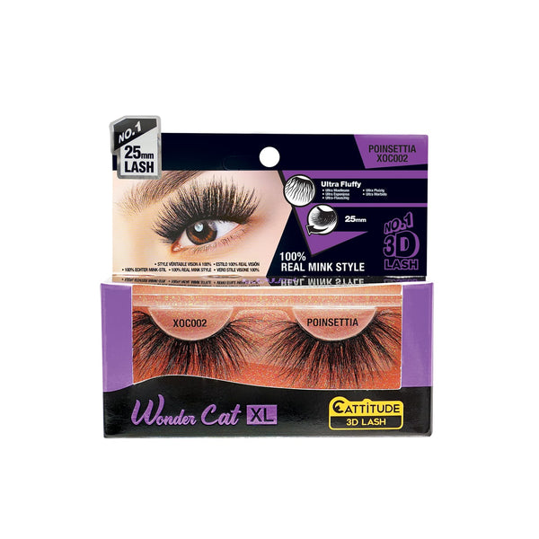 EBIN - WONDER CAT XL 25MM 3D FAUX MINK LASHES - POINSETTIA