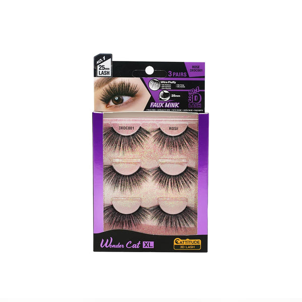 EBIN - WONDER CAT XL 25MM 3D FAUX MINK LASHES - ROSE