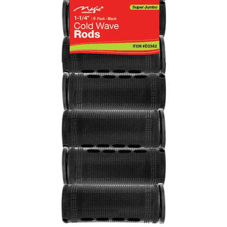 MAGIC COLLECTION - 1 1/4" Cold Wave Rods 6PCs Super Jumbo BLACK