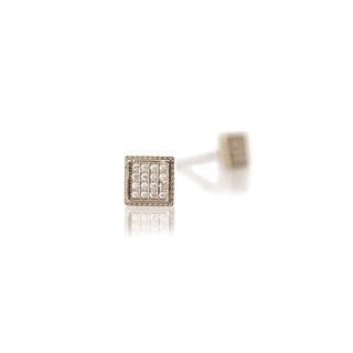 JOY JEWELRY - Silver Design Pave HipHop Square Earrings DPH10