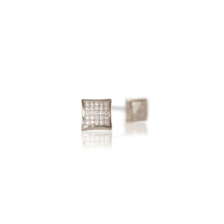 JOY JEWELRY - Silver Design Pave HipHop Square Earrings DPH02