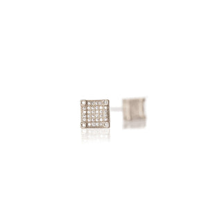 JOY JEWELRY - Silver Design Pave HipHop Square Earrings DPH03