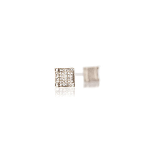 JOY JEWELRY - Silver Design Pave HipHop Square Earrings DPH03