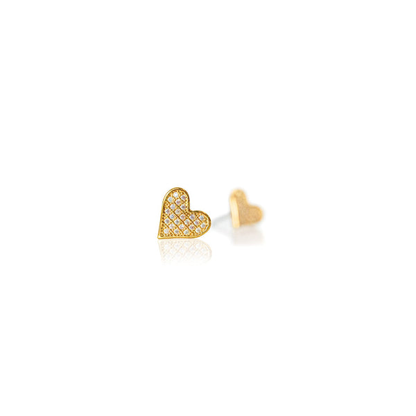 JOY JEWELRY - Gold Design Pave Hip Hop Heart Earrings DPH05