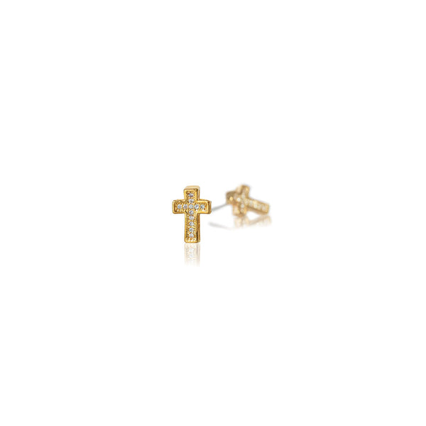 JOY JEWELRY - Gold Design Pave Cross Hip Hop Earrings DPH06