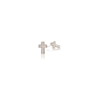 JOY JEWELRY - Silver Design Pave HipHop Cross Earrings DPH06