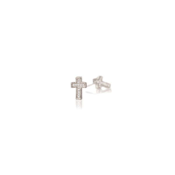 JOY JEWELRY - Silver Design Pave HipHop Cross Earrings DPH06