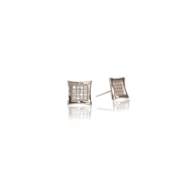 JOY JEWELRY - Silver Design Pave HipHop Square Earrings DPH07