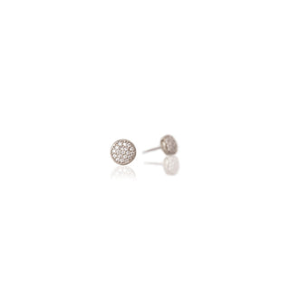 JOY JEWELRY - Silver Design Pave HipHop Circle Earrings DPH09