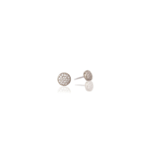 JOY JEWELRY - Silver Design Pave HipHop Circle Earrings DPH09