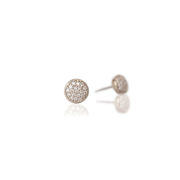 JOY JEWELRY - Silver Design Pave HipHop Circle Earrings DPH12