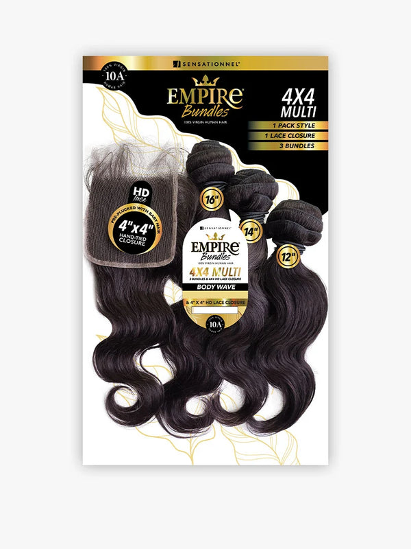 SENSATIONNEL - EMPIRE 10A BUNDLES 4X4 CLOSURE MULTI PACK BODY WAVE (HUMAN)