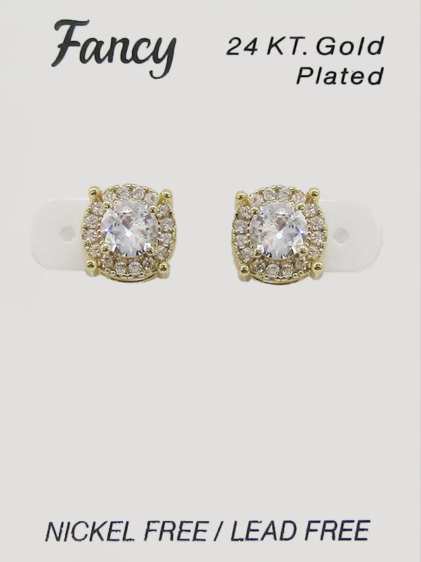 C&L - FANCY 24KT Gold Cubic Zirconia Earrings (FCEG)