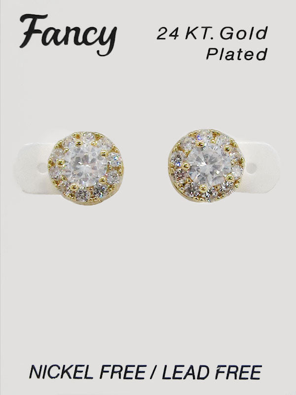 C&L - FANCY 24KT Gold Cubic Zirconia Earrings (FCEG)