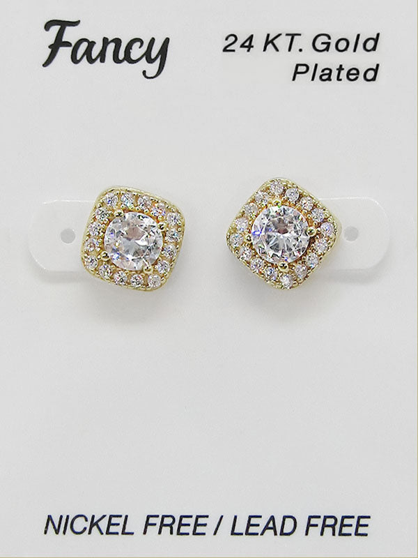 C&L - FANCY 24KT Gold Cubic Zirconia Earrings (FCEG)