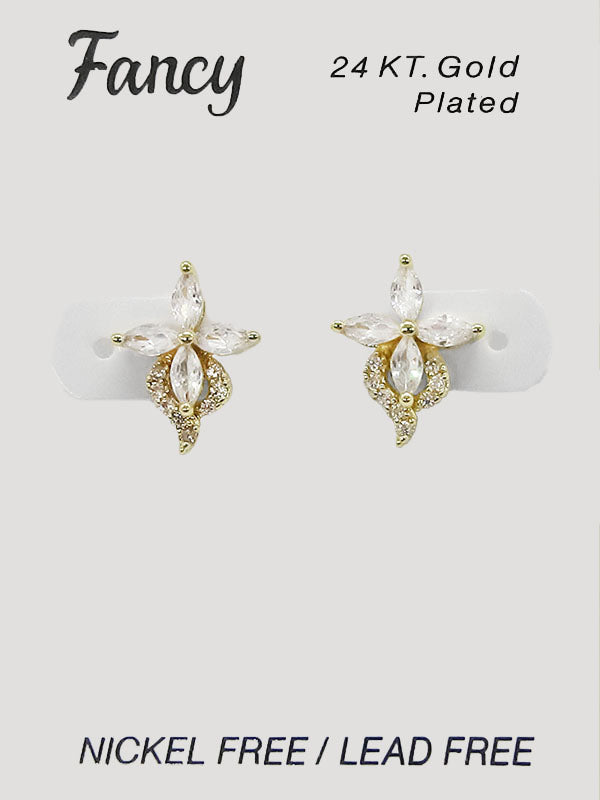 C&L - FANCY 24KT Gold Cubic Zirconia Earrings (FCEG)