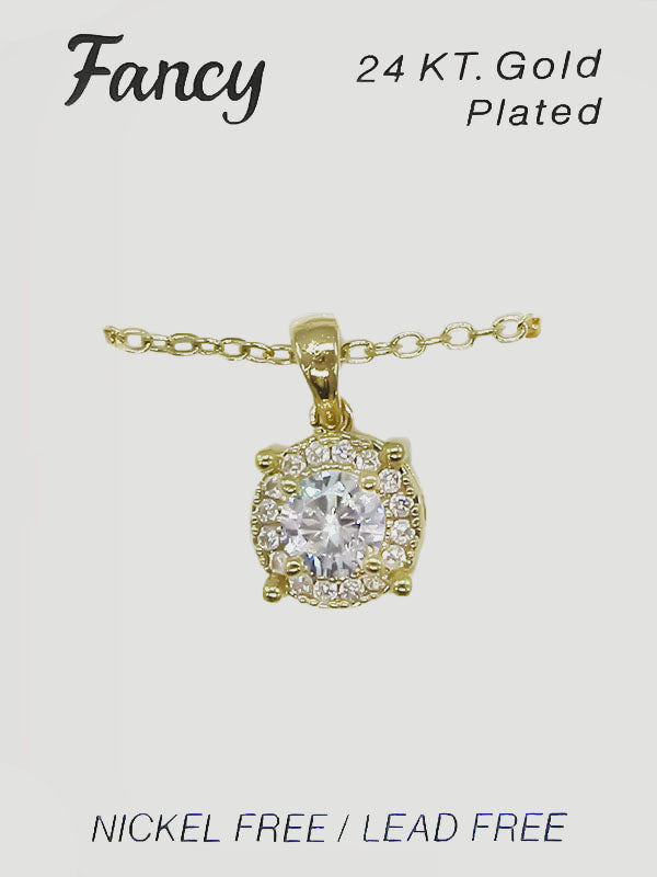 C&L - FANCY GOLD CUBIC ZIRCONIA NECKLACE