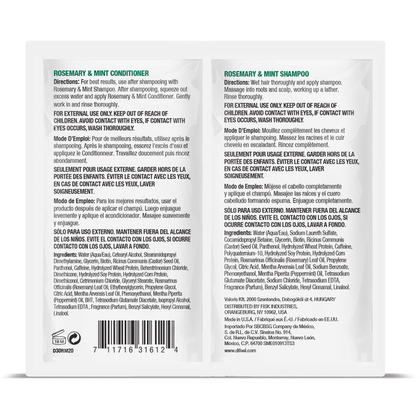 Difeel - Rosemary & Mint Infused W/ Biotin Shampoo & Conditioner