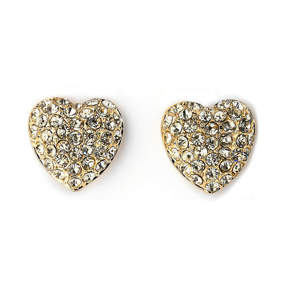 JOY JEWELRY - Gold Cubic Zirconia Earrings HEART (GAC003B)