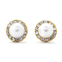 JOY JEWELRY - Gold Cubic Zirconia Earrings CIRCLE PEARL (GAC005)