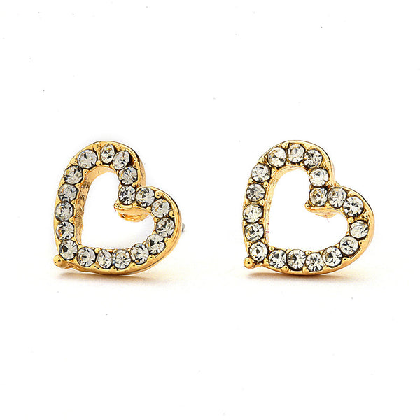 JOY JEWELRY - Gold Cubic Zirconia Earrings HEART (GAC011)