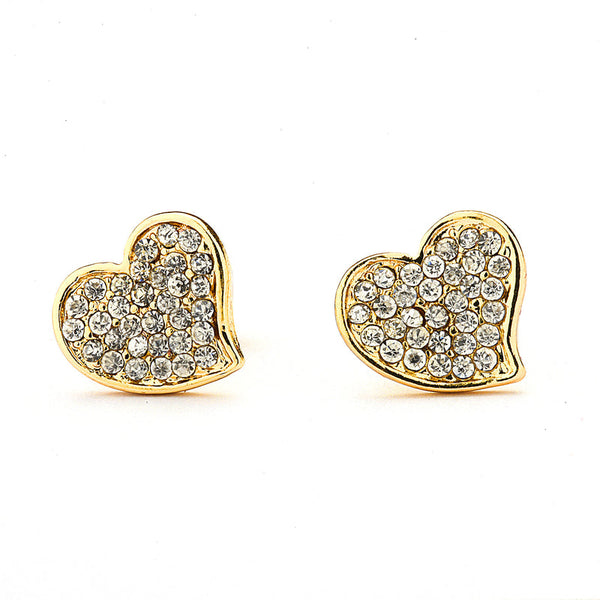 JOY JEWELRY - Gold Cubic Zirconia Earrings HEART (GAC012)