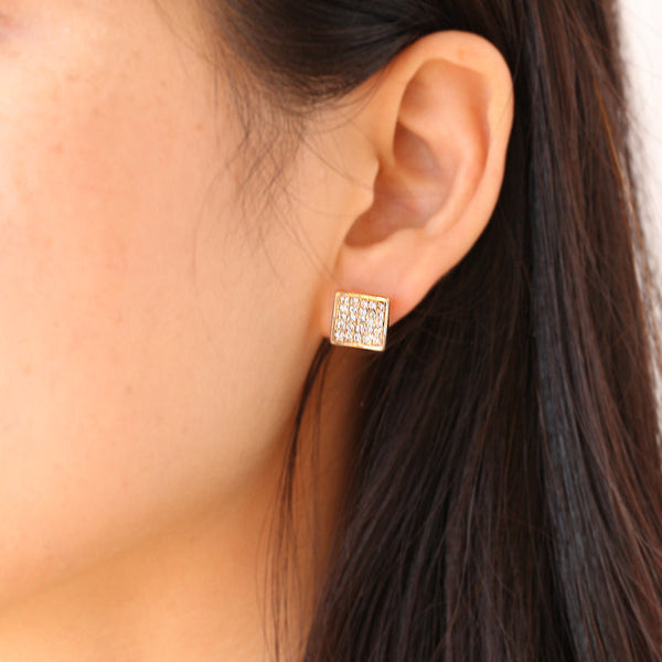 JOY JEWELRY - Gold Cubic Zirconia Earrings SQUARE POST (GAC022)